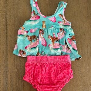 Posh Peanut Aqua and Pink Baby Outfit